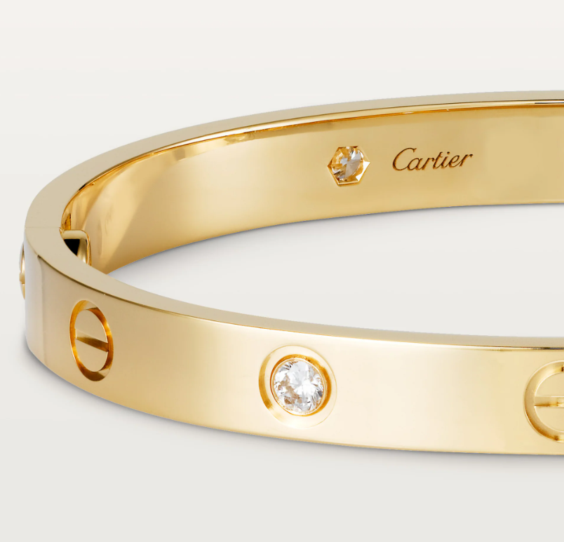 Cartier Bangle LOVE Bracelet Classic Model 4 Diamonds High Copy saifjewellers